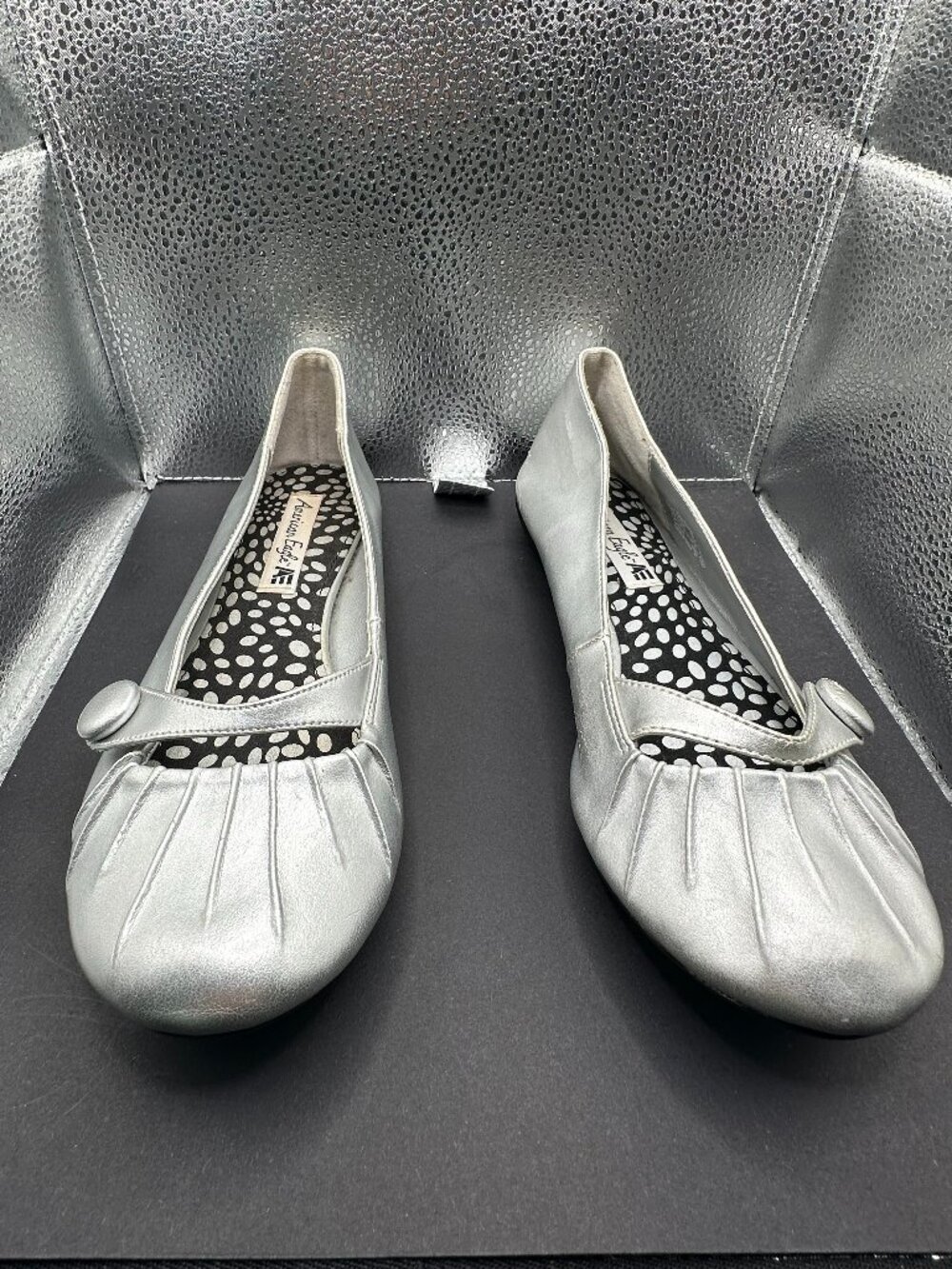 Silver Mary Jane Ballet Flats Size 8